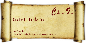 Csiri Irén névjegykártya